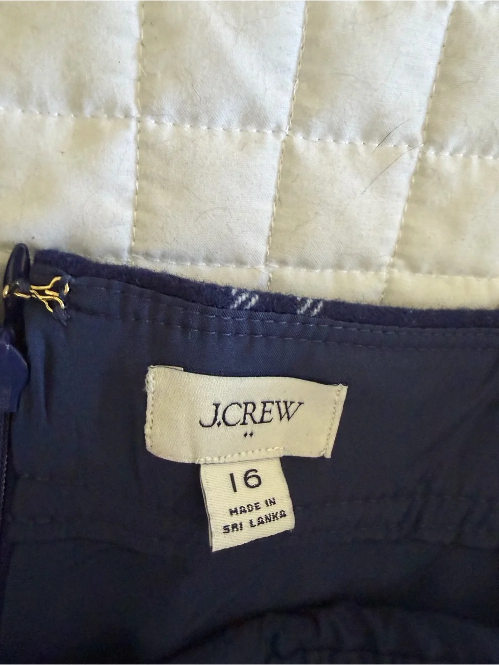 J. Crew Factory Navy Plaid A-Line Skirt - Classic Windowpane Pattern